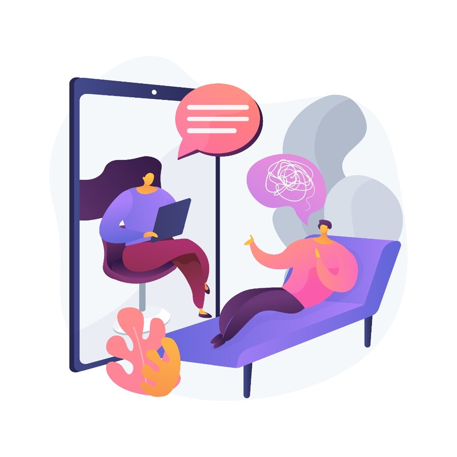 Illustration of online counselling by video consultation